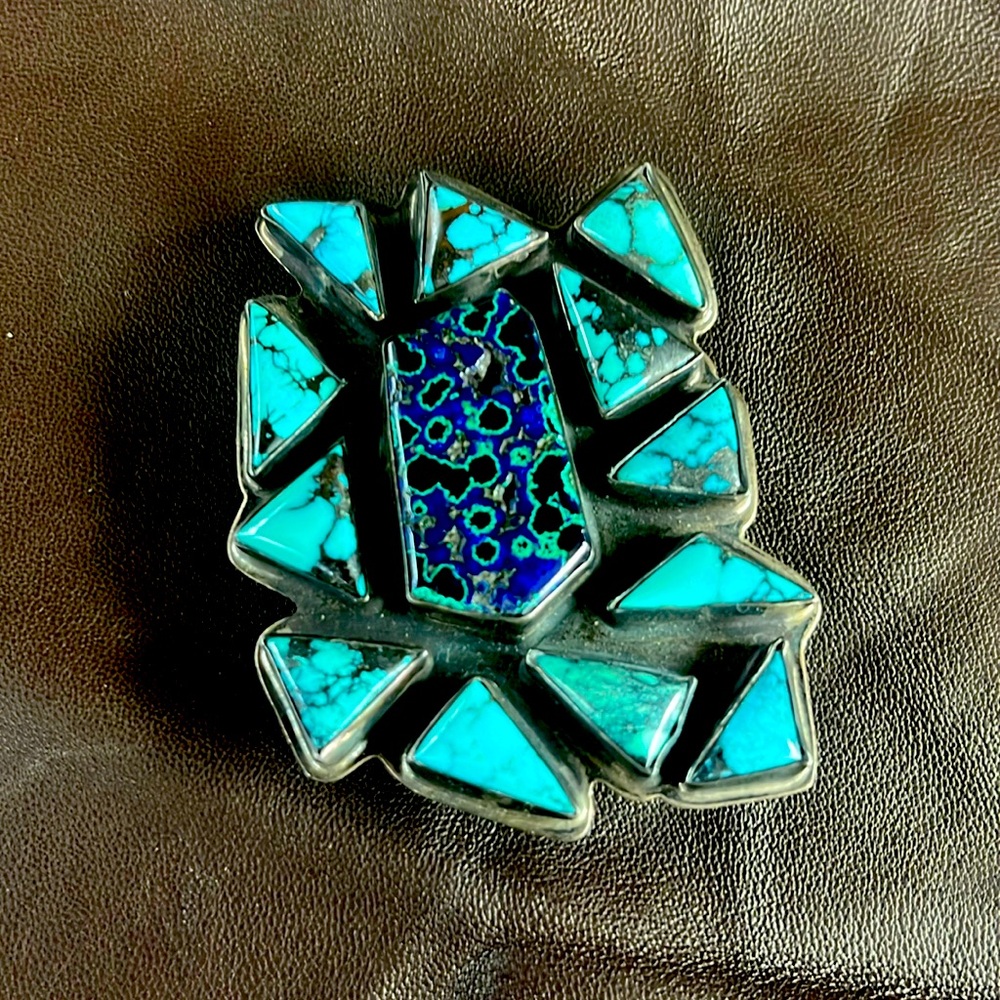 VINTAGE BOLO TURQUOISE STERLING SIGNED FROM NEW MEXICO